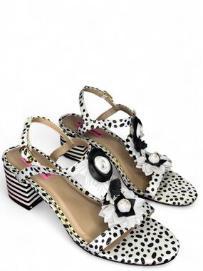 BETSEY JOHNSON Adde Polka Dot  Floral Dress Sandal Women size 7.5 Shoes Casual